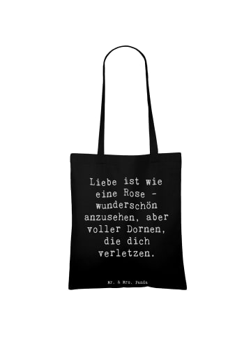 Mr. & Mrs. Panda Einkaufstasche Spruch Rose Herzschmerz mit Spruch in Schwarz