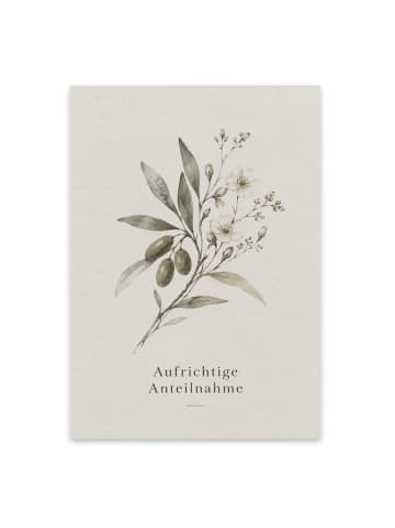 Trauerspruchkarte Zweig botanisch Design mit Sp... in Weiß