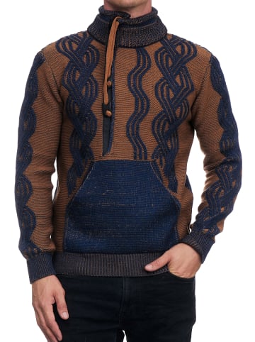 Rusty Neal 1/2 Zip Pullover im Kontrast Design  in Indigo