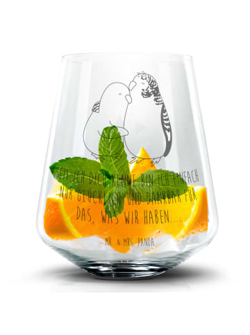 Mr. & Mrs. Panda Blümchentailglas Wellensittich Liebe mit Spruch in Transparent