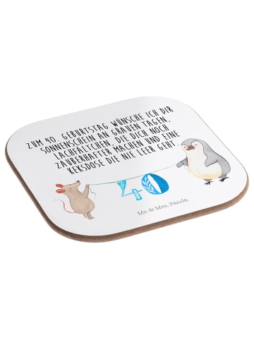 Mr. & Mrs. Panda Untersetzer für Gläser 40. Geburtstag Maus Ping... in Weiß