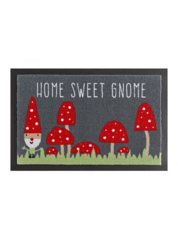 Hanse Home Fussmatte Schmutzfangmatte Home Sweet Gnome Grau Rot