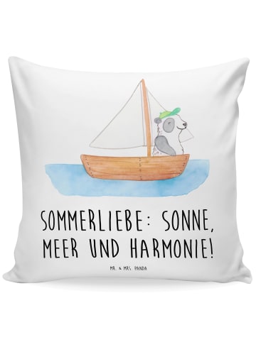 Mr. & Mrs. Panda Zierkissen Sommerliebe mit Spruch in Weiß