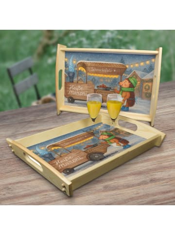 Mr. & Mrs. Panda Tablett Igel Maronen Design ohne Spruch in Weiß