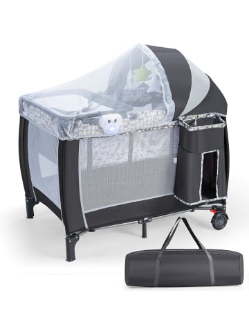 COSTWAY 3 in 1 klappbares Reisebett in Grau