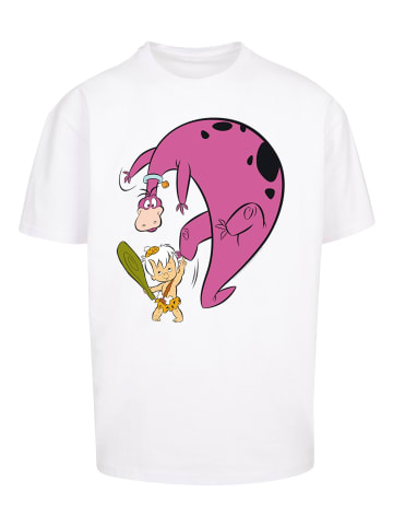 F4NT4STIC Heavy Oversize T-Shirt Familie Feuerstein Bamm Bamm And Dino in weiß