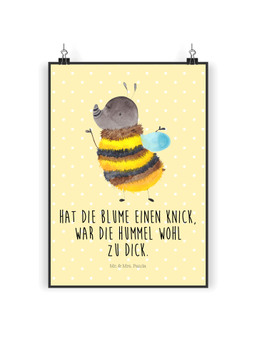 Mr. & Mrs. Panda Bild Hummel flauschig mit Spruch in Gelb Pastell