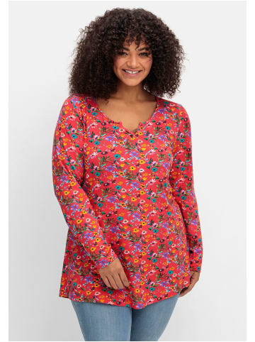 sheego by Joe Browns Longshirt in rot gemustert