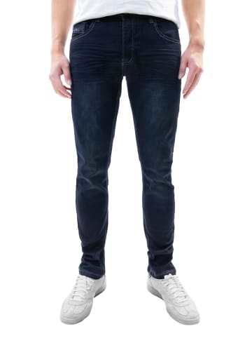 Jaylvis Regular Denim Jeans mit Kontrastnähten und Falten in Dunkelblau