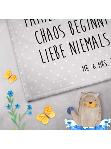 Mr. & Mrs. Panda Gästehandtuch Igel Familie mit Spruch in Grau Pastell