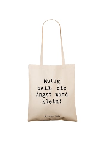 Mr. & Mrs. Panda Canvas Tasche Spruch Angst überwinden mit Spruch in Creme