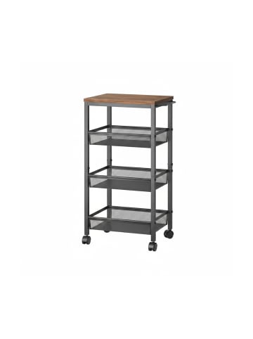 relaxdays Nischenwagen in Braun/ Schwarz - (B)22 x (H)77 x (T)45 cm