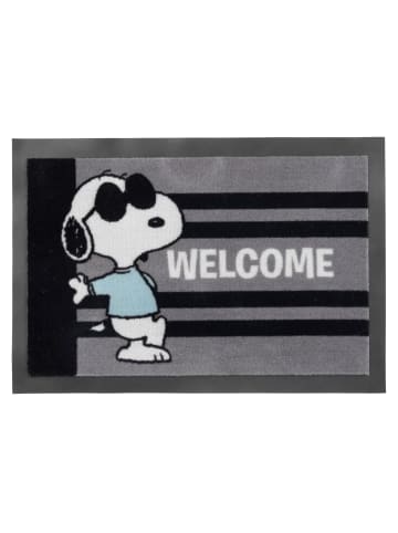 Snoopy The Peanuts Snoopy Fußmatte Welcome Türmatte Streifen 39 x 58 cm in grau
