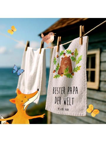 Mr. & Mrs. Panda Handtuch Bär König mit Spruch in Grau Pastell