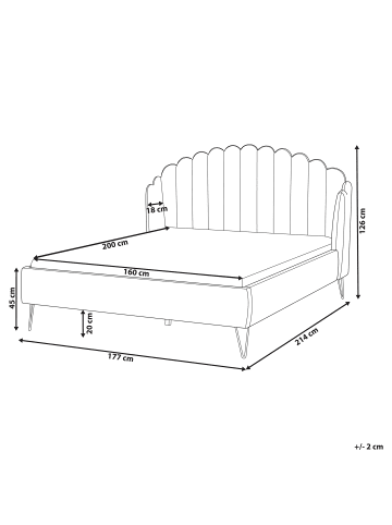 Beliani Doppelbett AMBILLOU in Beige/Gold - (W) 177 x (H) 126 x (L) 214 cm