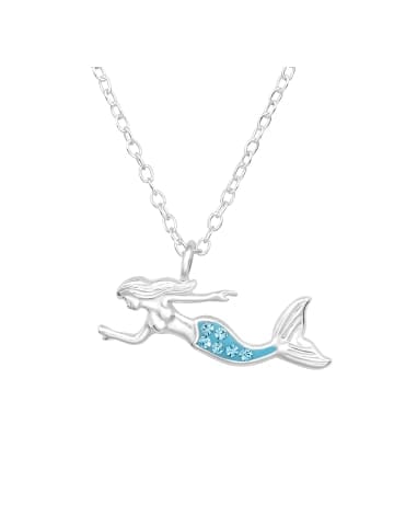 Alexander York Kette mit Anhänger MEERJUNGFRAU Kristall aqua in 925 Silber - 2-tlg. in silber