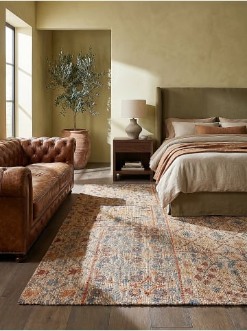 KADIMA DESIGN Naturfaser-Teppich Handgewebt AVILL Boho Patchwork Wohnzimmer in Natur-Blau