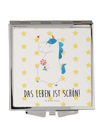 Mr. & Mrs. Panda Quadratischer Spiegel Einhorn Spaziergang mit S... in Weiß