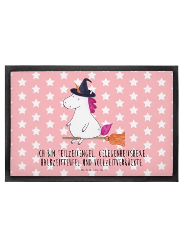 Mr. & Mrs. Panda Schmutzmatte Einhorn Hexe mit Spruch in Rot Pastell
