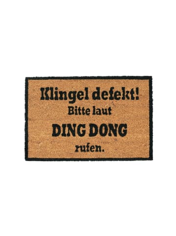 relaxdays Fußmatte DING DONG in Natur/Schwarz - 40 x 60 cm