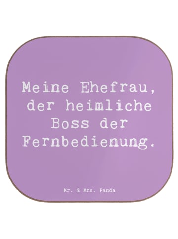 Mr. & Mrs. Panda Glas-Untersetzer Spruch Ehefrau Boss mit Spruch in Lavendeltraum