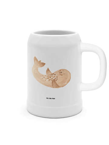 Mr. & Mrs. Panda Bierkrug Robbe Liegen ohne Spruch in Weiß