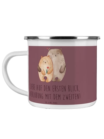 Mr. & Mrs. Panda Camping Emaille Tasse Verlobung Glaube mit Spruch in Kaffa Coffee