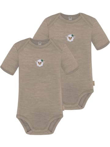 Normani Outdoor Sports 2er Set Baby Merino Body Kurzarm Tauranga in Beige