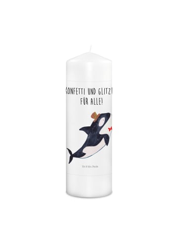 Mr. & Mrs. Panda Laternenkerze Orca Zylinder mit Spruch in Weiß