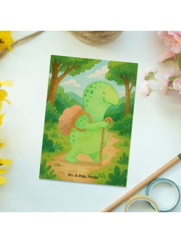 Mr. & Mrs. Panda Postkarte Schildkröte Wanderer Design ohne Spruch in Weiß