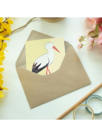 Mr. & Mrs. Panda Klappkarte Storch ohne Spruch in Gelb Pastell