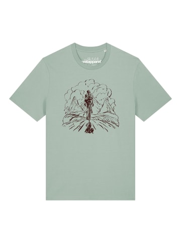 wat? Apparel T-Shirt Berge und Mountainbike in Aloe