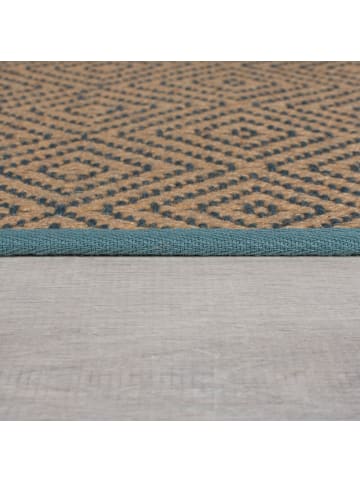 KADIMA DESIGN Jute-Teppich Naturfaser CARRON Geometrisch Boho Wohnzimmer in Braun-Blau