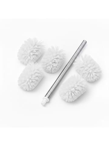 relaxdays 6-tlg. WC-Bürste-Set in Weiß/ Silber - (L)35,5 x (Ø)8 cm