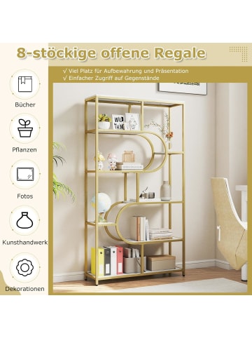 COSTWAY 5-stöckig Bücherregal in Gold