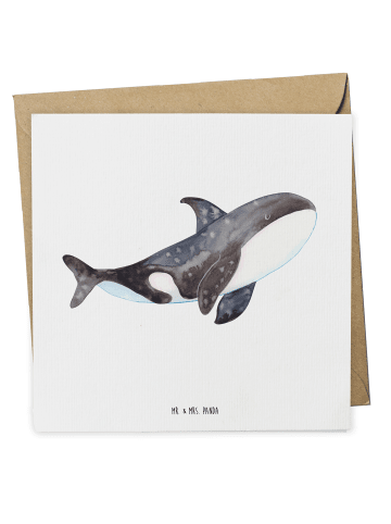 Mr. & Mrs. Panda Klappkarte Orca ohne Spruch in Weiß