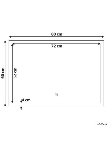 Beliani Badezimmerspiegel ADOUR in Silber - (W) 80 x (H) 60 x (L) 4 cm Horizontal