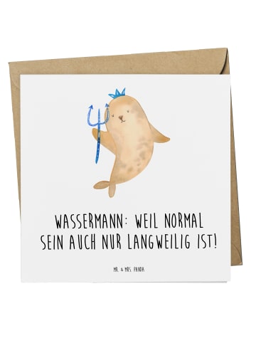 Mr. & Mrs. Panda Glückwunschkarte Wassermann Unikat mit Spruch in Weiß