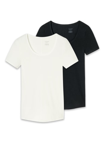 Schiesser Unterhemd 2er Pack in Schwarz/Weiß
