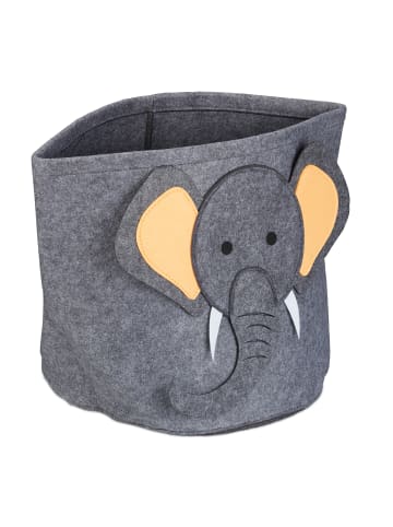 relaxdays Kinder-Aufbewahrungskorb "Elefant" in Grau - (H)35 x Ø32 cm