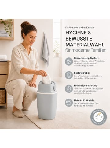 Kinderhaus Blaubär (Air)Well Windeleimer TOP in Grey