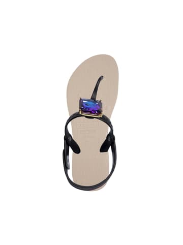 Uzurii Luxury Footwear platte hausschuhe Selena Diamond Blue in sand