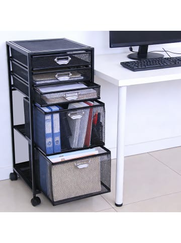 relaxdays Rollcontainer in Schwarz - (B)27,5 x (H)59 x (T)35 cm