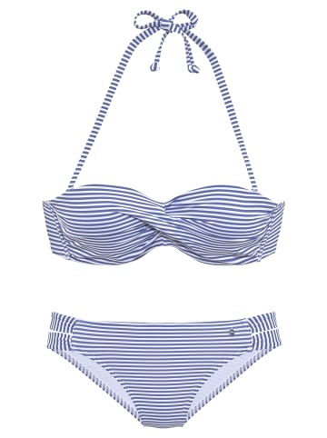 S. Oliver Bügel-Bandeau-Bikini in hellblau-weiß