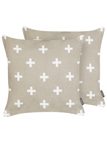 Beliani 2er-Set Dekokissen VELLEIA in Beige/Weiß