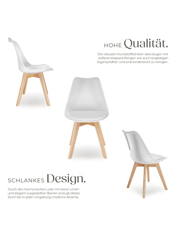 tectake Küchenstuhl Scandi-Design, gepolsterte Sitzfläche, 49 x 53 x 82 cm