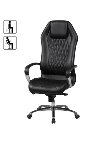 KADIMA DESIGN Bürostuhl MONTEREY Echt-Leder Schreibtischstuhl 120KG in Schwarz
