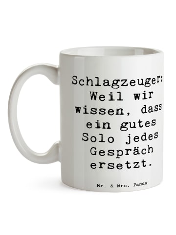 Mr. & Mrs. Panda Geschenktasse Spruch Schlagzeug Solo mit Spruch in Weiß