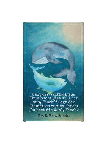 Mr. & Mrs. Panda Gästehandtuch Walfisch Thunfisch Design mit Spruch in Weiß