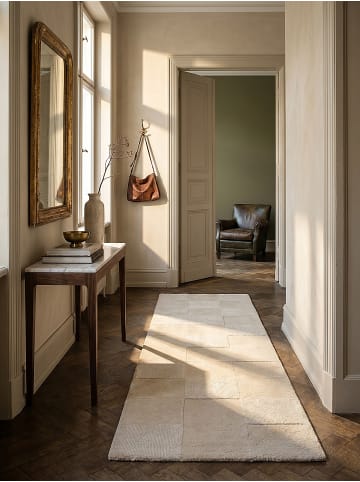 KADIMA DESIGN Teppich Wolle DEBEN Karo Wohnzimmer Modern Schachbrett Muster in Beige